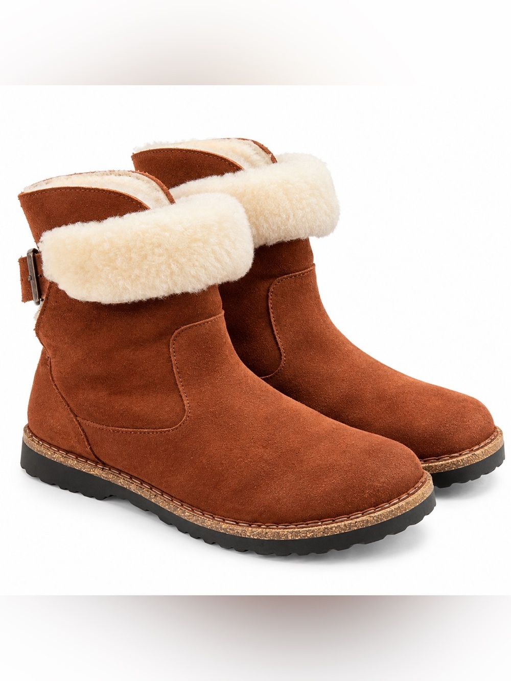 Birkenstock Uppsala Shearling Suede Boots Brown Cognac EU 41 US 10–10.5